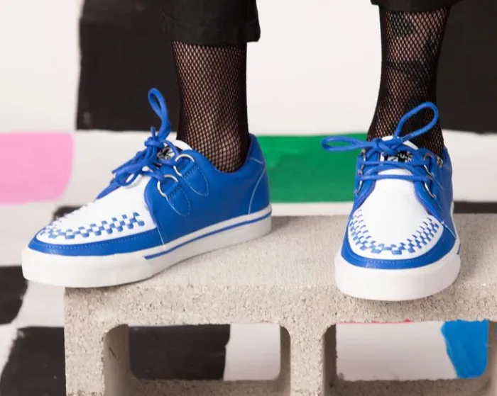 TUK Shoes Vegan Women Blue and White 2Ring Creeper Sneaker TUK Shoes Vegan Women Blue and White 2Ring Creeper Sneaker