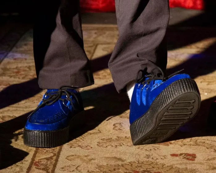 TUK Shoes Vegan Women Royal Blue Velvet Viva Mondo Creeper TUK Shoes Vegan Women Royal Blue Velvet Viva Mondo Creeper