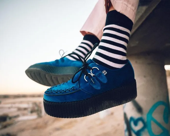 TUK Shoes Vegan Women Royal Blue Velvet Viva Mondo Creeper TUK Shoes Vegan Women Royal Blue Velvet Viva Mondo Creeper