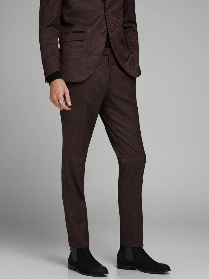 Tailoring JACK and JONES Mens FRED DAVIS TUX CLASSIC SUIT TROUSERS Red Black