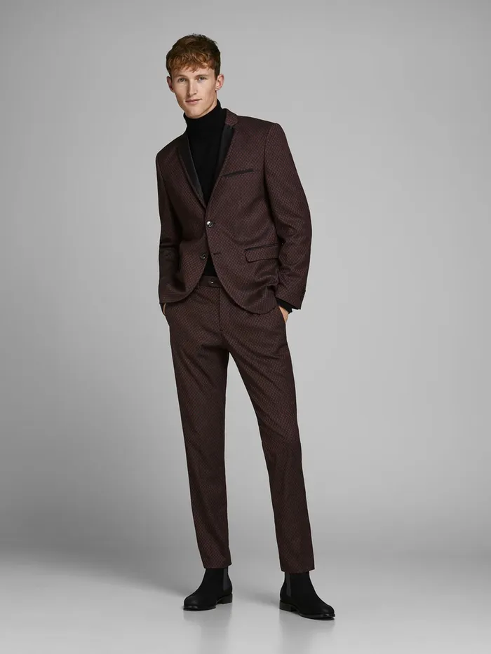 Tailoring JACK and JONES Mens FRED DAVIS TUX CLASSIC SUIT TROUSERS Red Black
