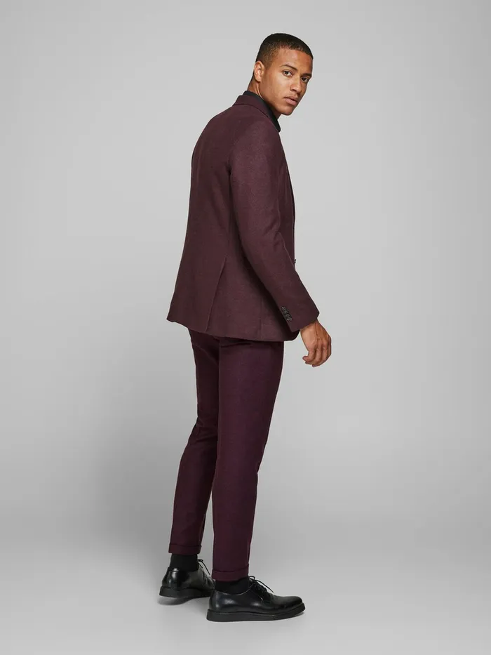 Tailoring JACK and JONES Mens SUPER SLIM FIT BLAZER Red Vineyard Wine