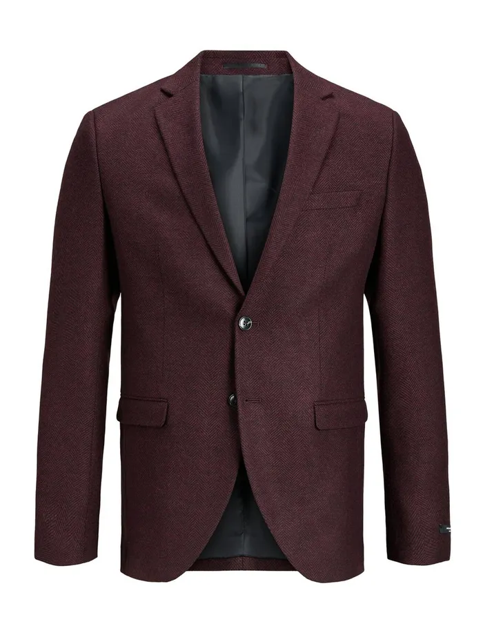 Tailoring JACK and JONES Mens SUPER SLIM FIT BLAZER Red Vineyard Wine