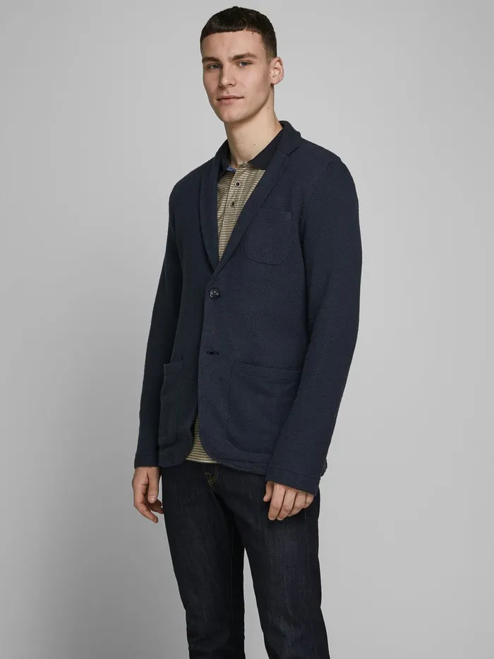 Tailoring JACK and JONES Mens SWEAT QUALITY BLAZER Blue Total Eclipse