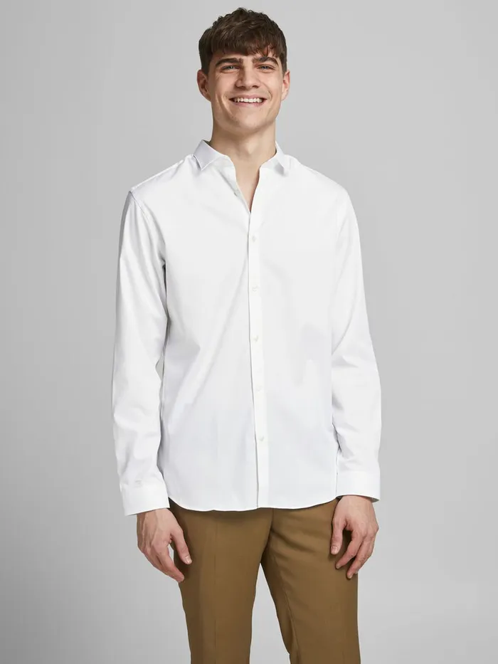 Tailoring JACK and JONES Mens TWILL SLIM FIT BUSINESS SHIRT White White