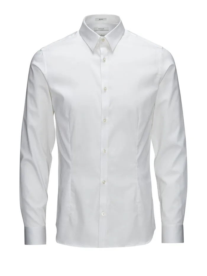 Tailoring JACK and JONES Mens TWILL SLIM FIT BUSINESS SHIRT White White