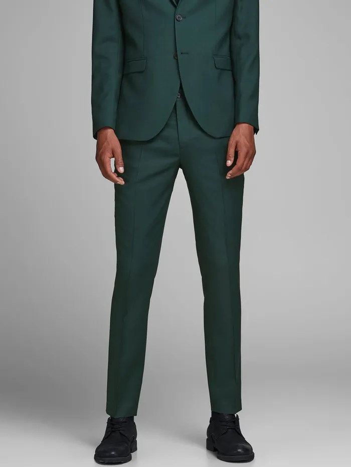 Tailoring JACK and JONES Mens WOOLLEN SUIT TROUSERS Green Darkest Spruce