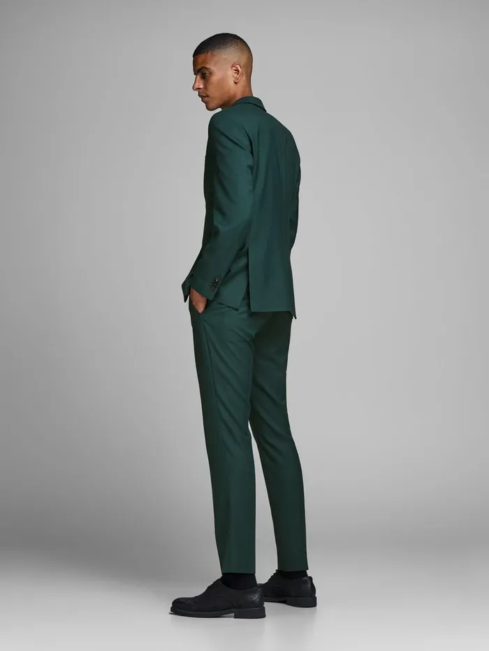 Tailoring JACK and JONES Mens WOOLLEN SUIT TROUSERS Green Darkest Spruce