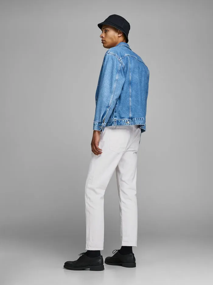 Tapered Jeans JACK and JONES Mens FRANK LEEN CJ 454 TAPERED FIT JEANS White White Denim