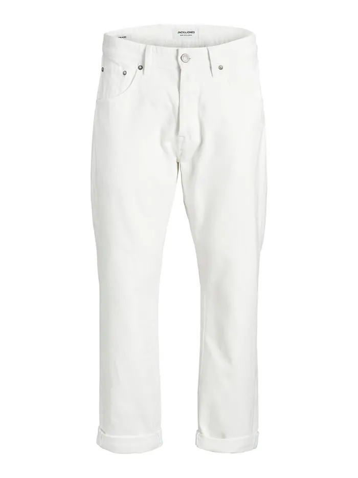 Tapered Jeans JACK and JONES Mens FRANK LEEN CJ 454 TAPERED FIT JEANS White White Denim