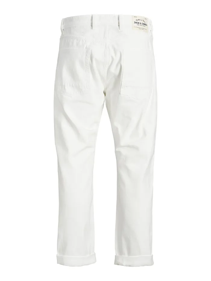 Tapered Jeans JACK and JONES Mens FRANK LEEN CJ 454 TAPERED FIT JEANS White White Denim