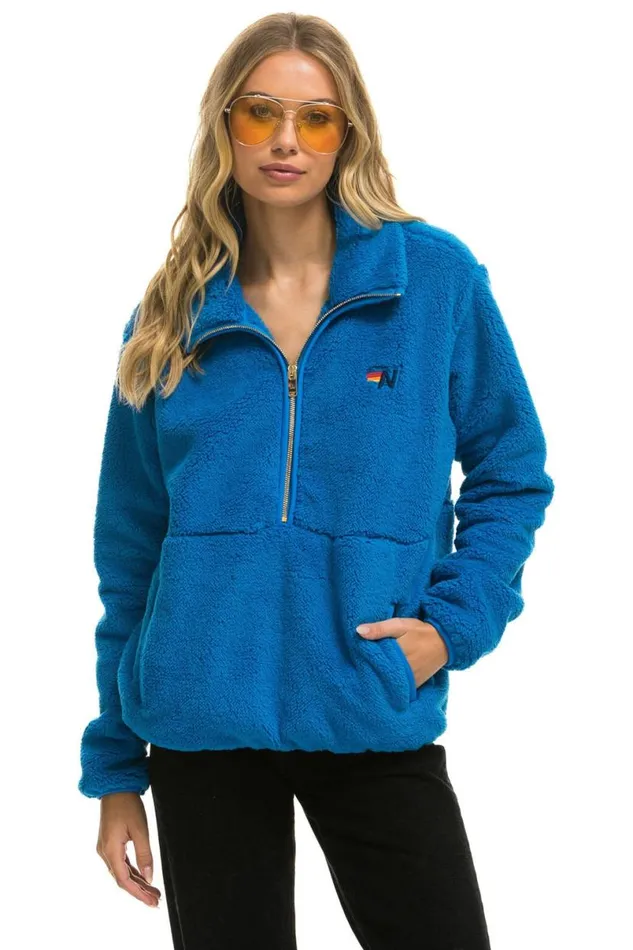 Teddy Unisex Half Zip Jacket 8211 Blue Cina WomenMen Aviator Nation Teddy Jackets Teddy Unisex Half Zip Jacket 8211 Blue Cina WomenMen Aviator Nation Teddy Jackets