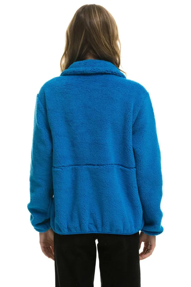 Teddy Unisex Half Zip Jacket 8211 Blue Cina WomenMen Aviator Nation Teddy Jackets