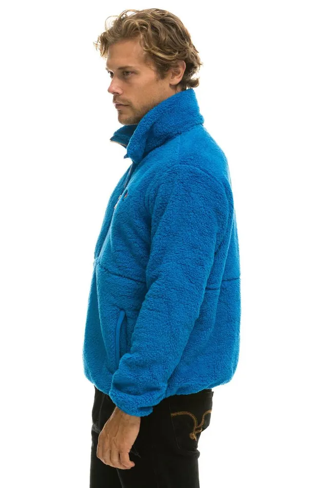 Teddy Unisex Half Zip Jacket 8211 Blue Cina WomenMen Aviator Nation Teddy Jackets