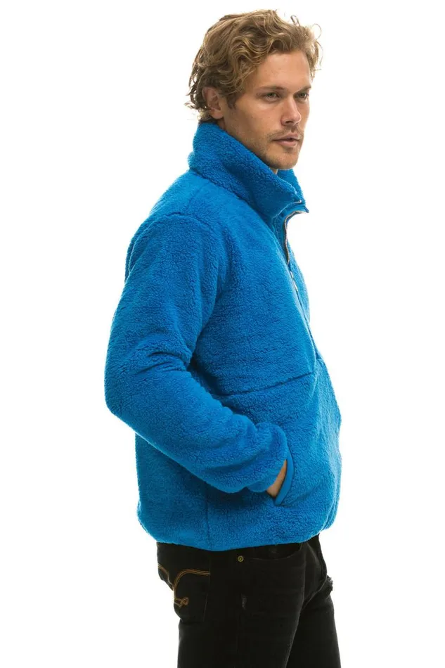 Teddy Unisex Half Zip Jacket 8211 Blue Cina WomenMen Aviator Nation Teddy Jackets
