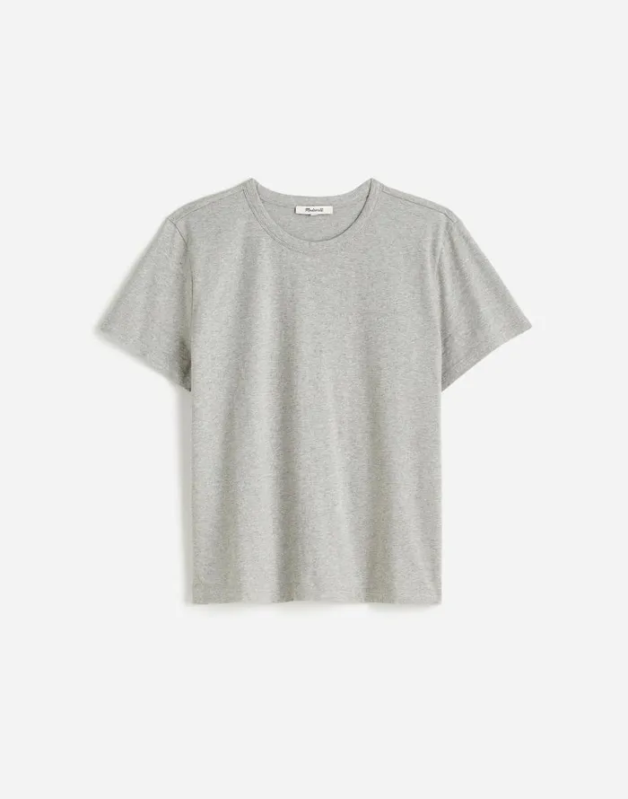 Tees Women Madewell Plus Cotton Perfect Crewneck Tee Hthr Ash Grey