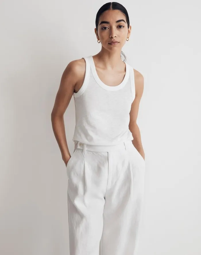 Tees Women Madewell Whisper Cotton Scoopneck Tank Top Optic White