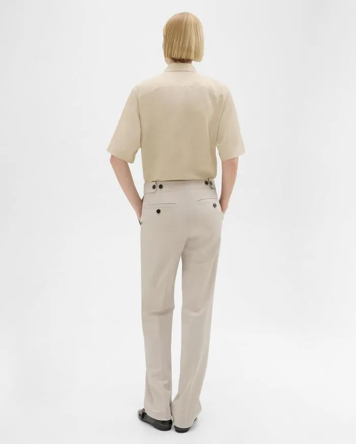 Theory Adjustable Wool Gabardine Pant Aged Flax Women Pants