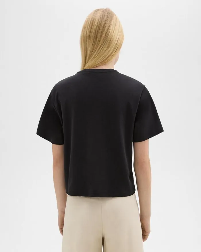 Theory Boxy Tee In Cotton Jersey Black Women TShirts Tank Tops