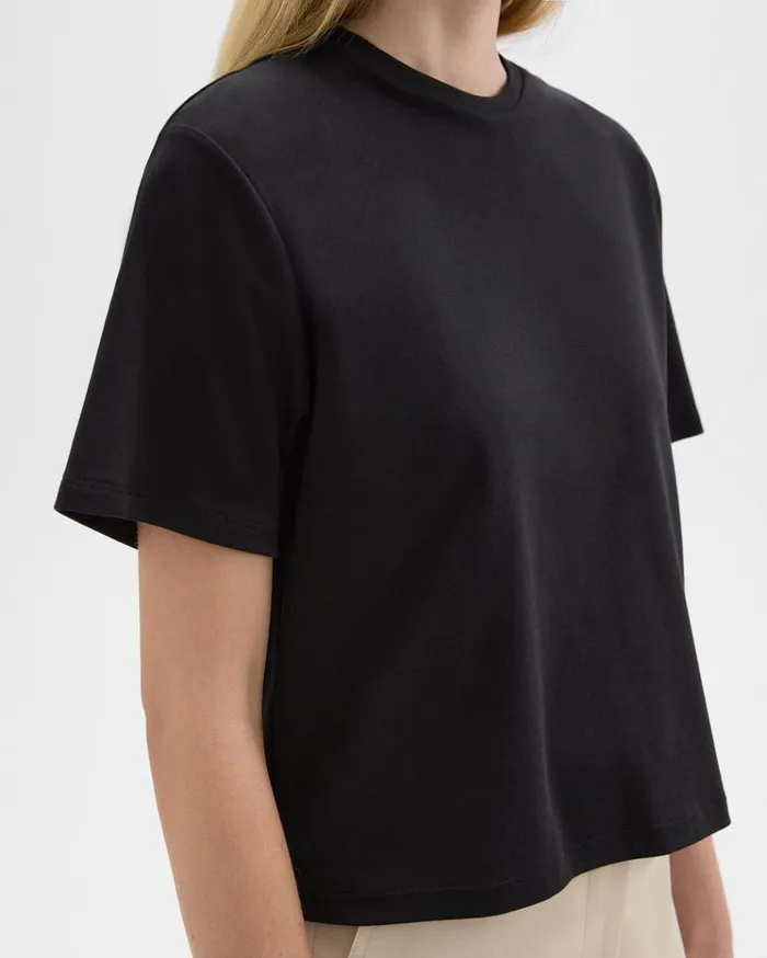 Theory Boxy Tee In Cotton Jersey Black Women TShirts Tank Tops