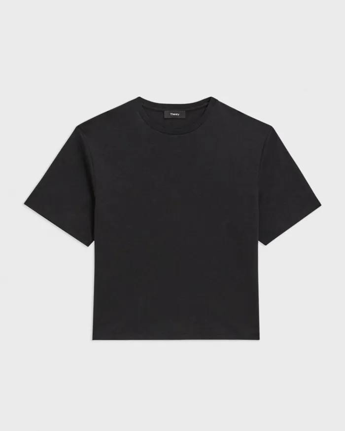 Theory Boxy Tee In Cotton Jersey Black Women TShirts Tank Tops