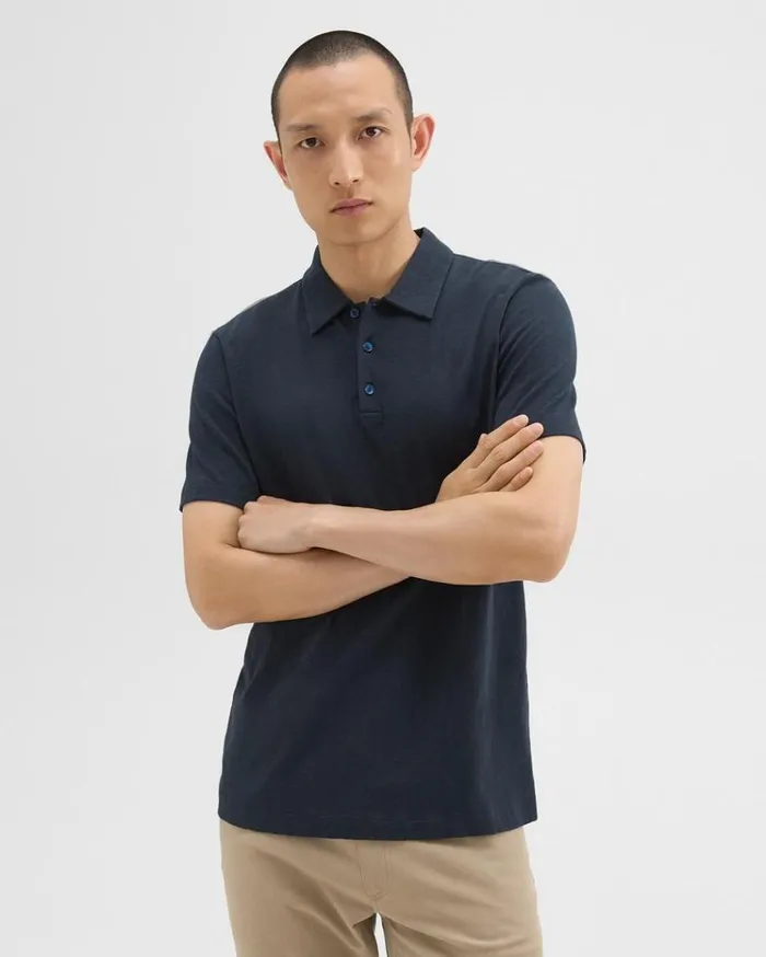 Theory Bron Polo Shirt In Cosmos Slub Cotton Eclipse Men TShirts Polos