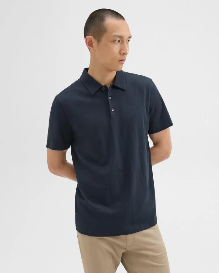 Theory Bron Polo Shirt In Cosmos Slub Cotton Eclipse Men TShirts Polos Theory Bron Polo Shirt In Cosmos Slub Cotton Eclipse Men TShirts Polos