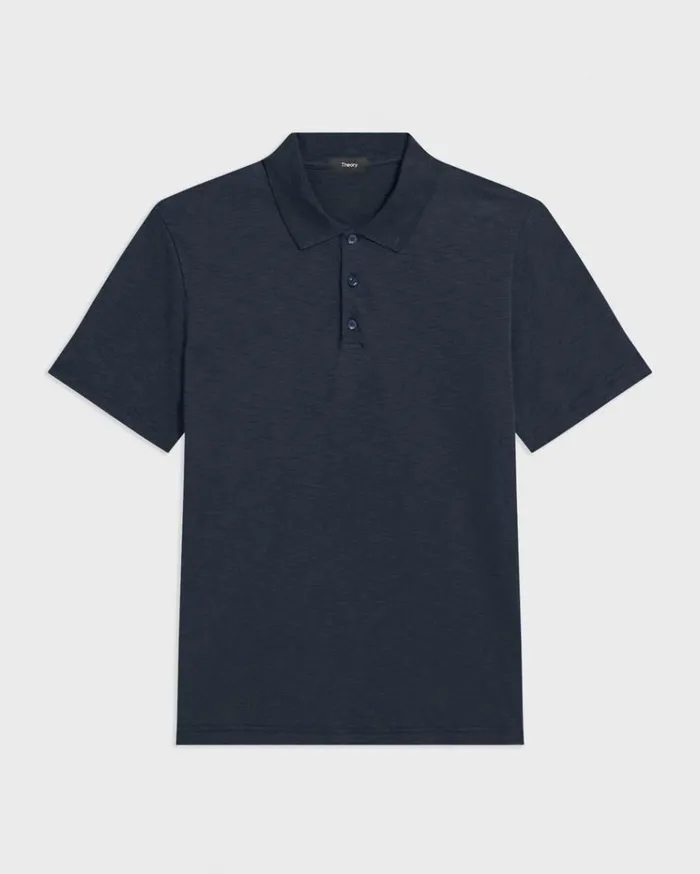 Theory Bron Polo Shirt In Cosmos Slub Cotton Eclipse Men TShirts Polos Theory Bron Polo Shirt In Cosmos Slub Cotton Eclipse Men TShirts Polos