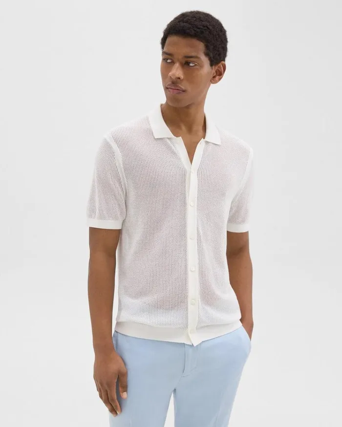 Theory Cairn ShortSleeve Shirt In Cotton Ivory Men Shirts Theory Cairn ShortSleeve Shirt In Cotton Ivory Men Shirts