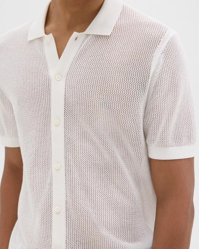 Theory Cairn ShortSleeve Shirt In Cotton Ivory Men Shirts Theory Cairn ShortSleeve Shirt In Cotton Ivory Men Shirts