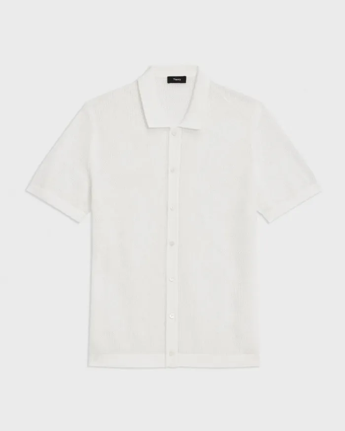 Theory Cairn ShortSleeve Shirt In Cotton Ivory Men Shirts Theory Cairn ShortSleeve Shirt In Cotton Ivory Men Shirts