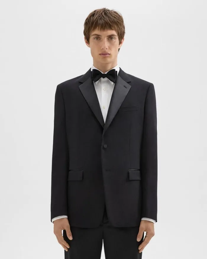 Theory Chambers Tuxedo Blazer In Stretch Wool Black Men Blazers Jackets