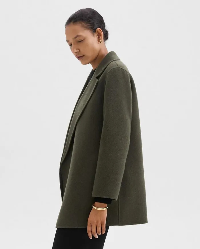 Theory Clairene Jacket In DoubleFace WoolCashmere Hunter Green Melange Women Outerwear