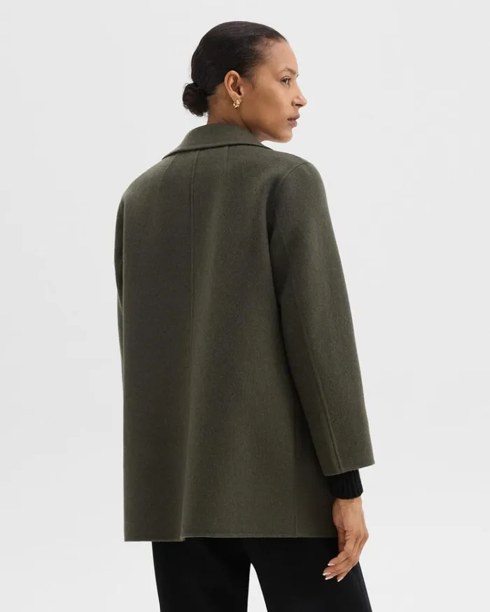 Theory Clairene Jacket In DoubleFace WoolCashmere Hunter Green Melange Women Outerwear