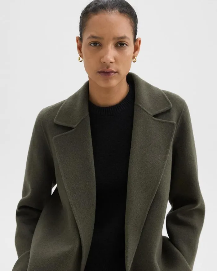 Theory Clairene Jacket In DoubleFace WoolCashmere Hunter Green Melange Women Outerwear