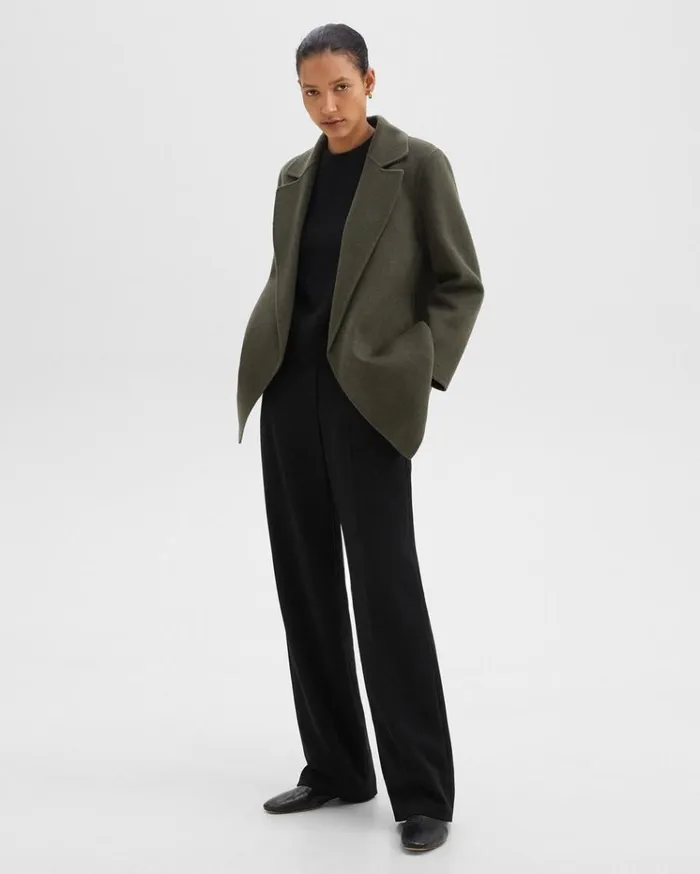 Theory Clairene Jacket In DoubleFace WoolCashmere Hunter Green Melange Women Outerwear