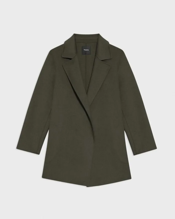 Theory Clairene Jacket In DoubleFace WoolCashmere Hunter Green Melange Women Outerwear