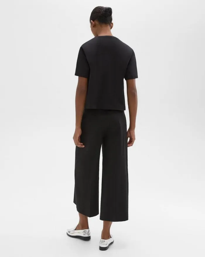 Theory Cropped WideLeg Pant In Good Linen Black Women Pants
