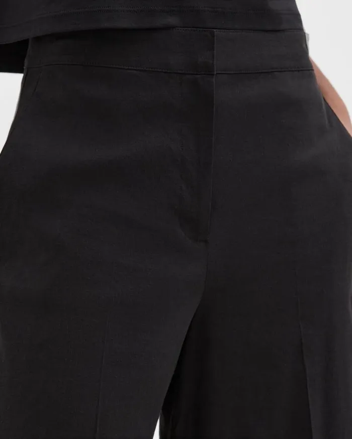 Theory Cropped WideLeg Pant In Good Linen Black Women Pants