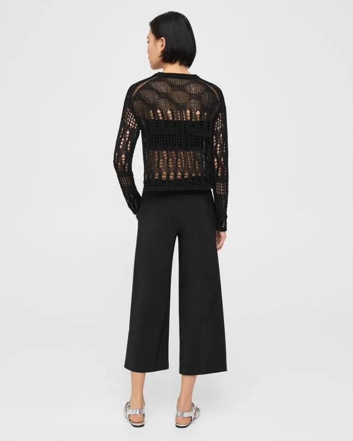 Theory Cropped WideLeg Pant In Precision Ponte Black Women Pants Theory Cropped WideLeg Pant In Precision Ponte Black Women Pants