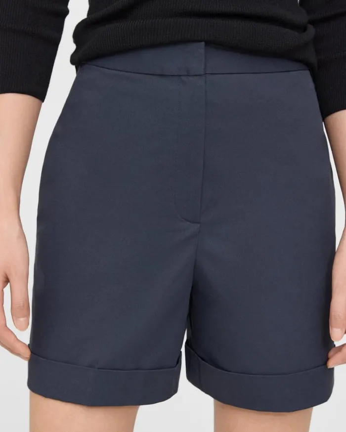 Theory Cuffed Short In Stretch Cotton Twill Nocturne Navy Women Pants