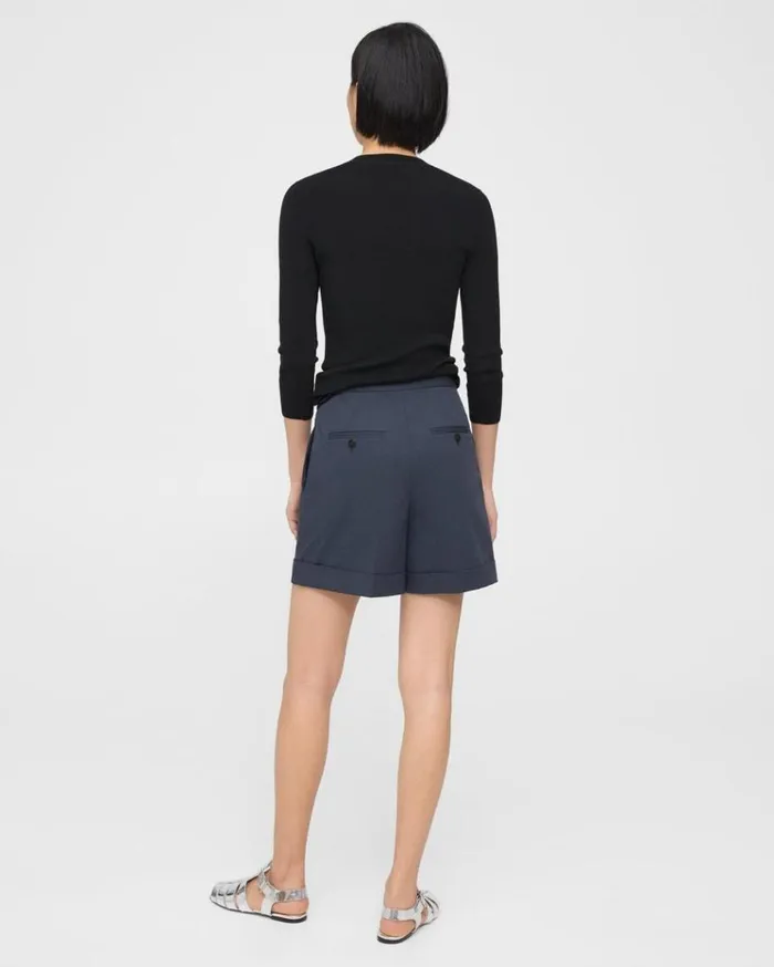 Theory Cuffed Short In Stretch Cotton Twill Nocturne Navy Women Pants