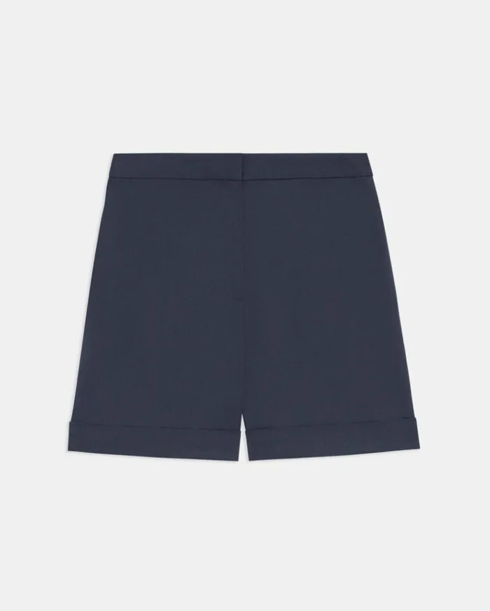Theory Cuffed Short In Stretch Cotton Twill Nocturne Navy Women Pants