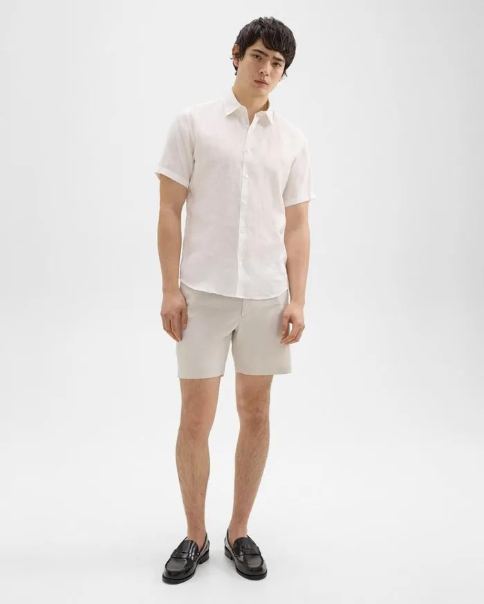 Theory Curtis 7034 Drawstring Short In Good Linen Sand Men Shorts