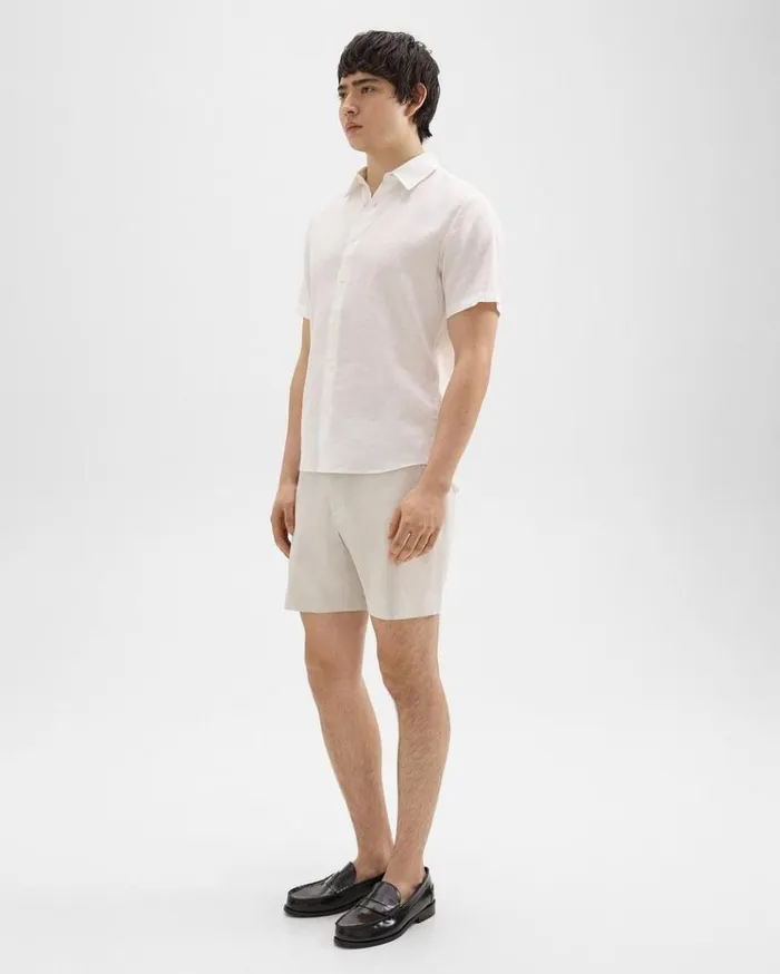 Theory Curtis 7034 Drawstring Short In Good Linen Sand Men Shorts