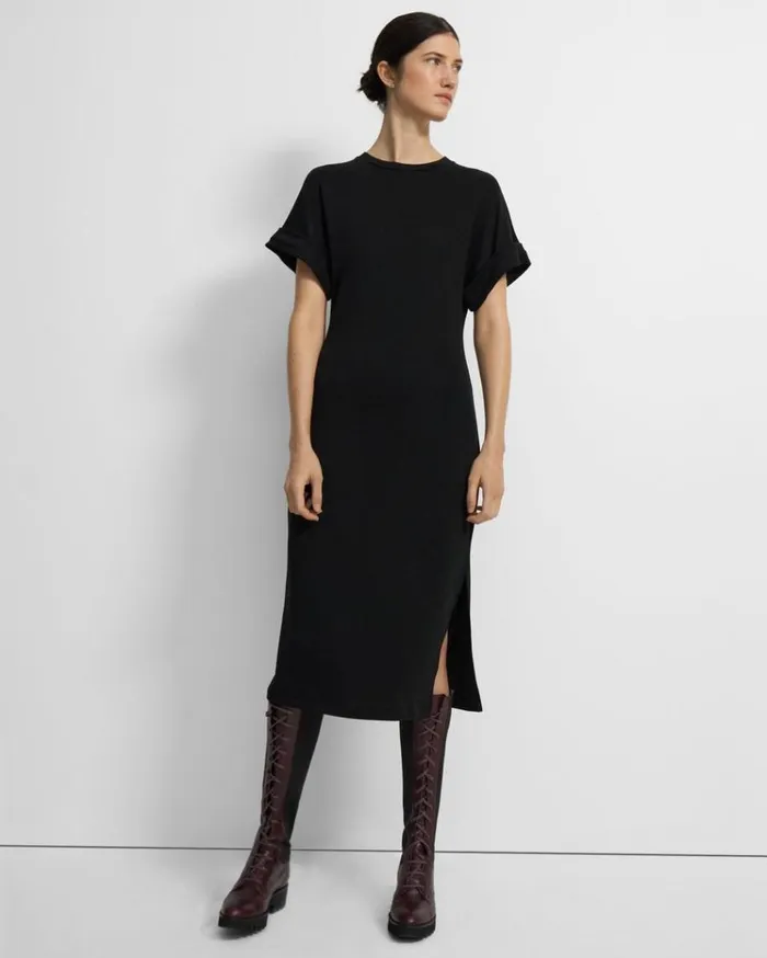 Theory Dolman Sleeve Dress In Lyocell Jersey Black Women Dresses
