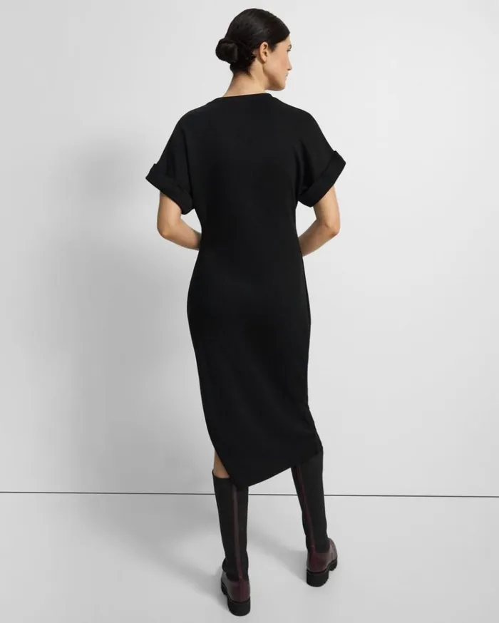 Theory Dolman Sleeve Dress In Lyocell Jersey Black Women Dresses Theory Dolman Sleeve Dress In Lyocell Jersey Black Women Dresses