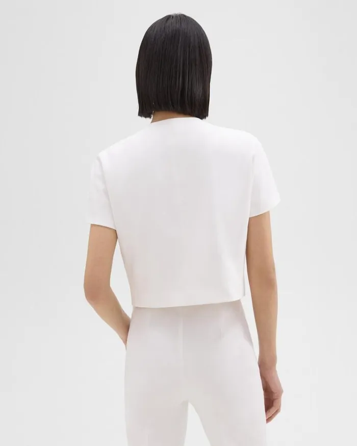 Theory DoubleBreasted Crop Top In Crepe Ivory Women Tops Theory DoubleBreasted Crop Top In Crepe Ivory Women Tops