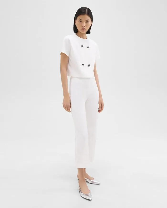 Theory DoubleBreasted Crop Top In Crepe Ivory Women Tops Theory DoubleBreasted Crop Top In Crepe Ivory Women Tops
