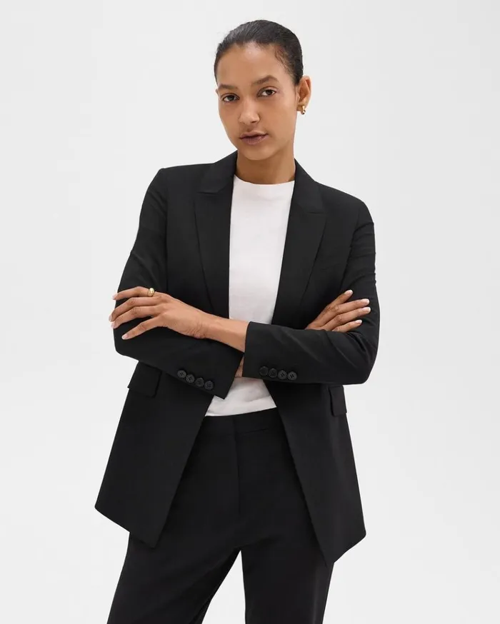 Theory Etiennette Blazer In Good Wool Black Women Blazers Jackets